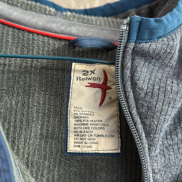 Relwen rib zip hoodie sweatshirt size 2X XXL navy - Picture 4 of 5